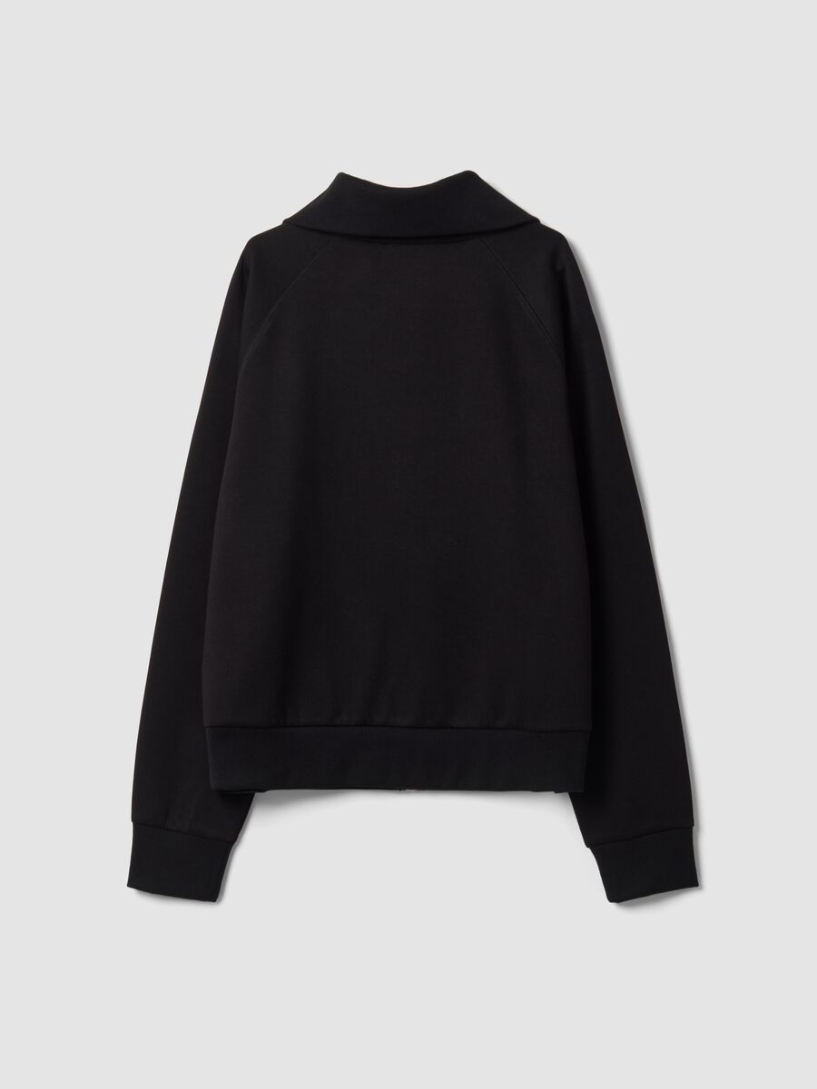 Black stretch viscose hoodie with turtleneck collar, regular fit_6