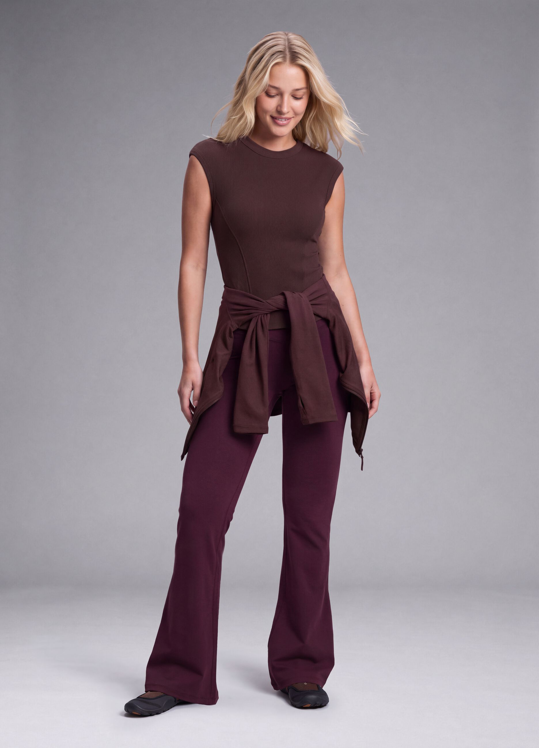 Brown fitted ribbed stretch-modal T-shirt ALTAVIA STUDIO