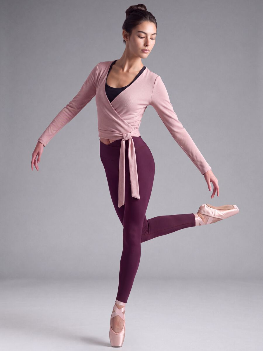 Pink ribbed stretch-cotton wrap top ALTAVIA STUDIO_1
