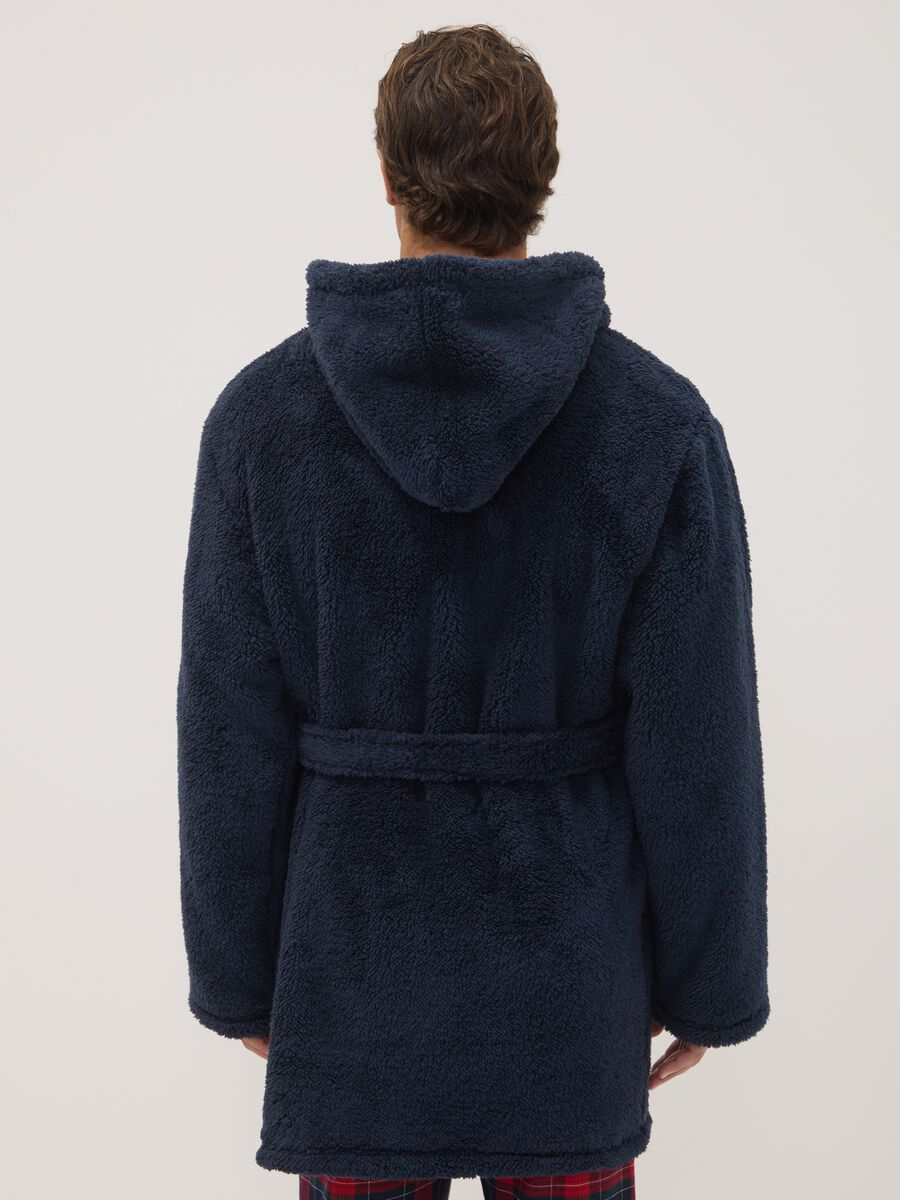 Vestaglia blu navy con cappuccio e cintura_3