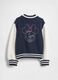 Girl's blue bomber jacket in pure cotton_2