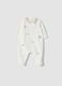 White organic cotton-blend baby sleepsuit with collar and animal embroidery_0