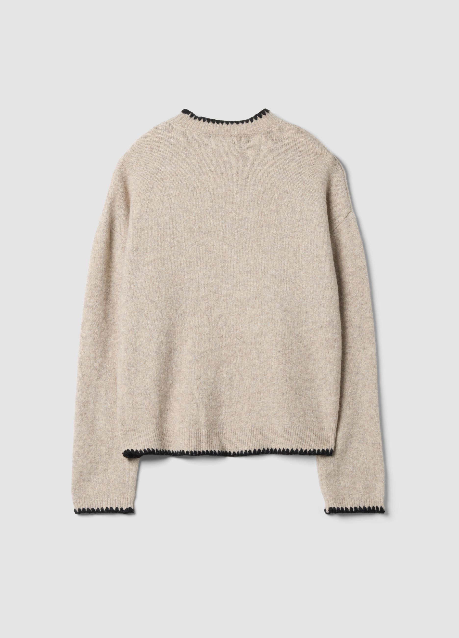 Beige stretch-wool oversized jumper