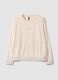 White stretch chenille crew-neck pyjama top_0