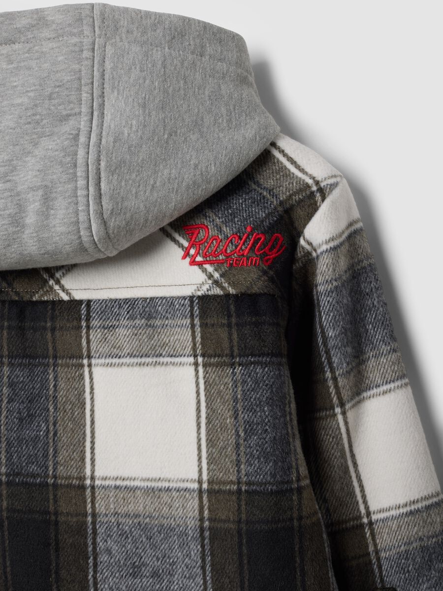 Grey checked hooded padded shacket_3