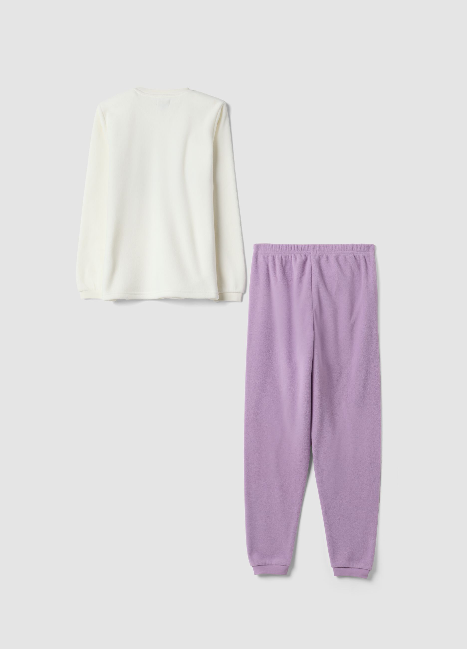 Purple crew-neck pyjamas with teddy bear print