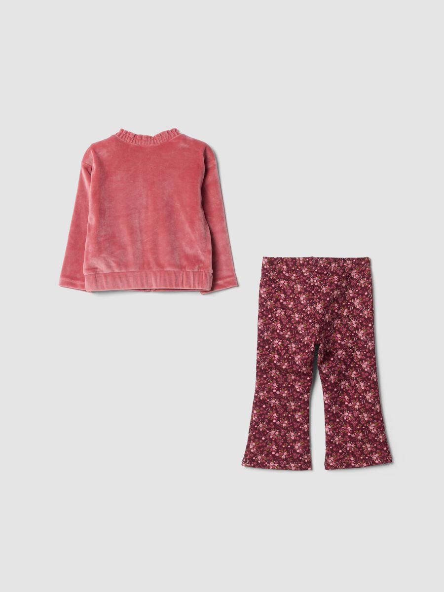 Pink stretch fabric set with crew neck_1