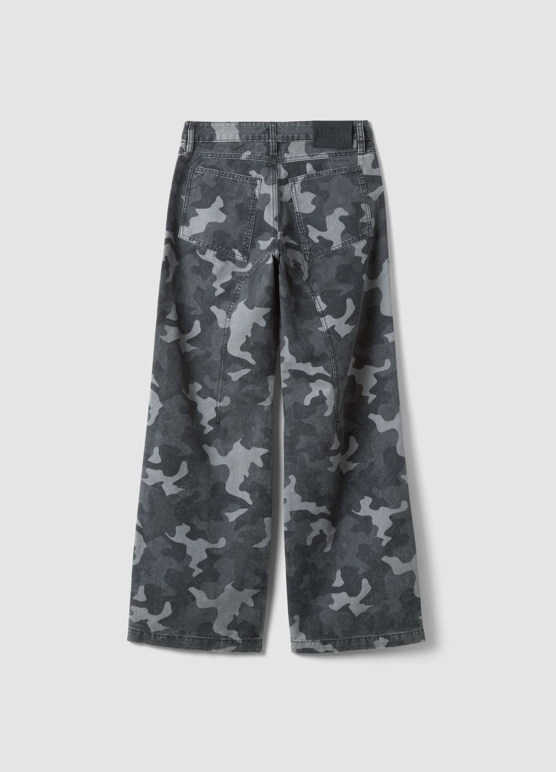 Dark Camo Wide-Leg Denim