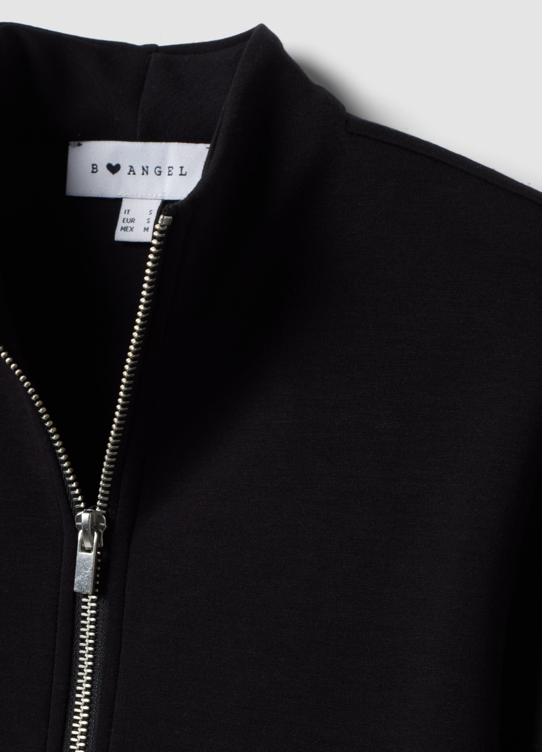 Black stretch modal sweatshirt with high neck