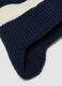 Cappello blu navy, avorio e beige chiaro con pon pon_1
