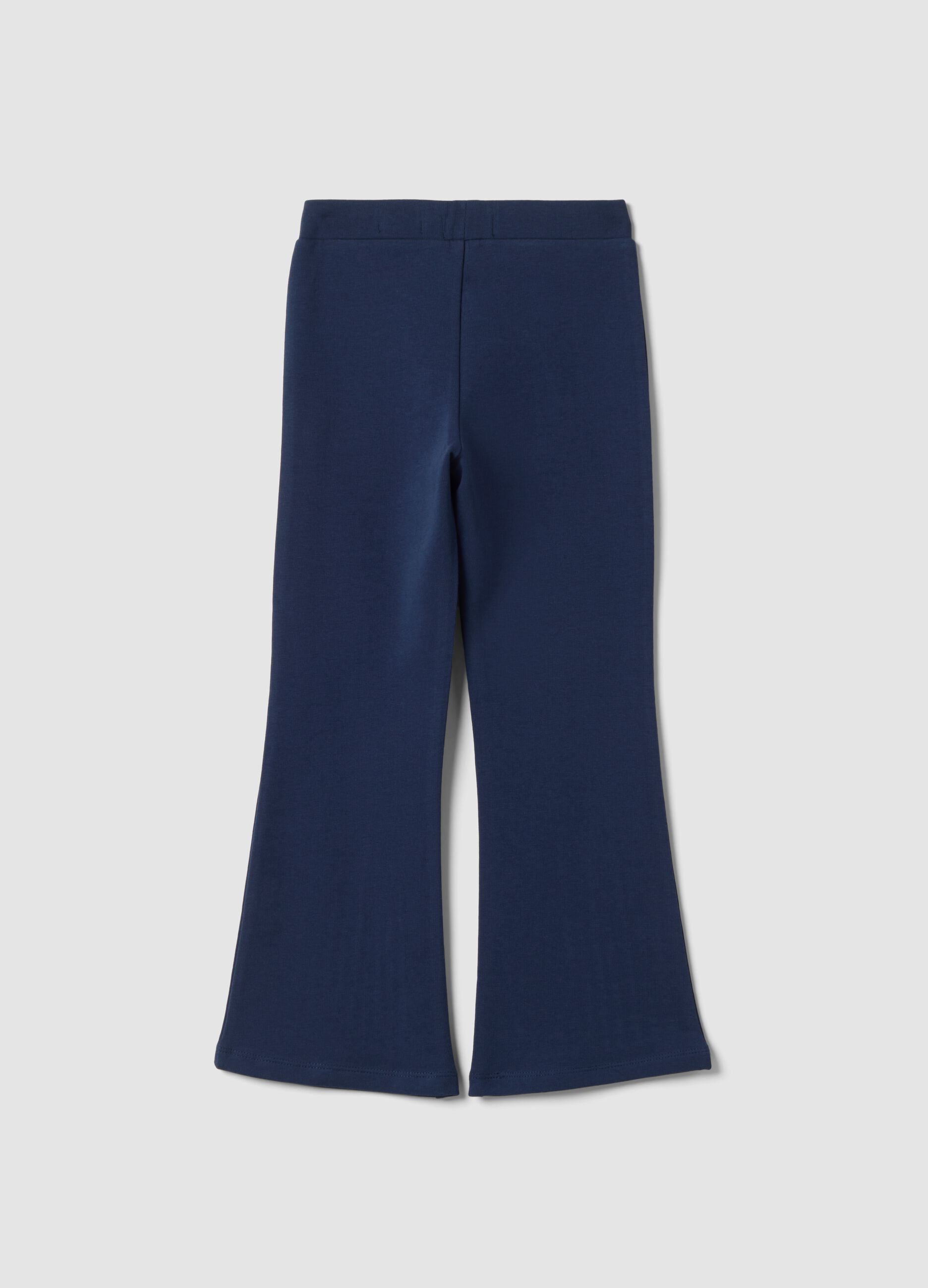 Blue flared leggings in stretch cotton