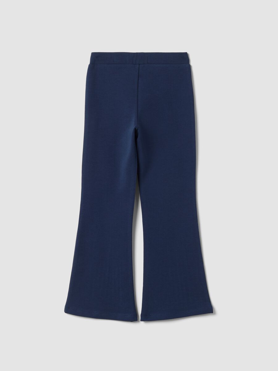 Blue flared leggings in stretch cotton_1