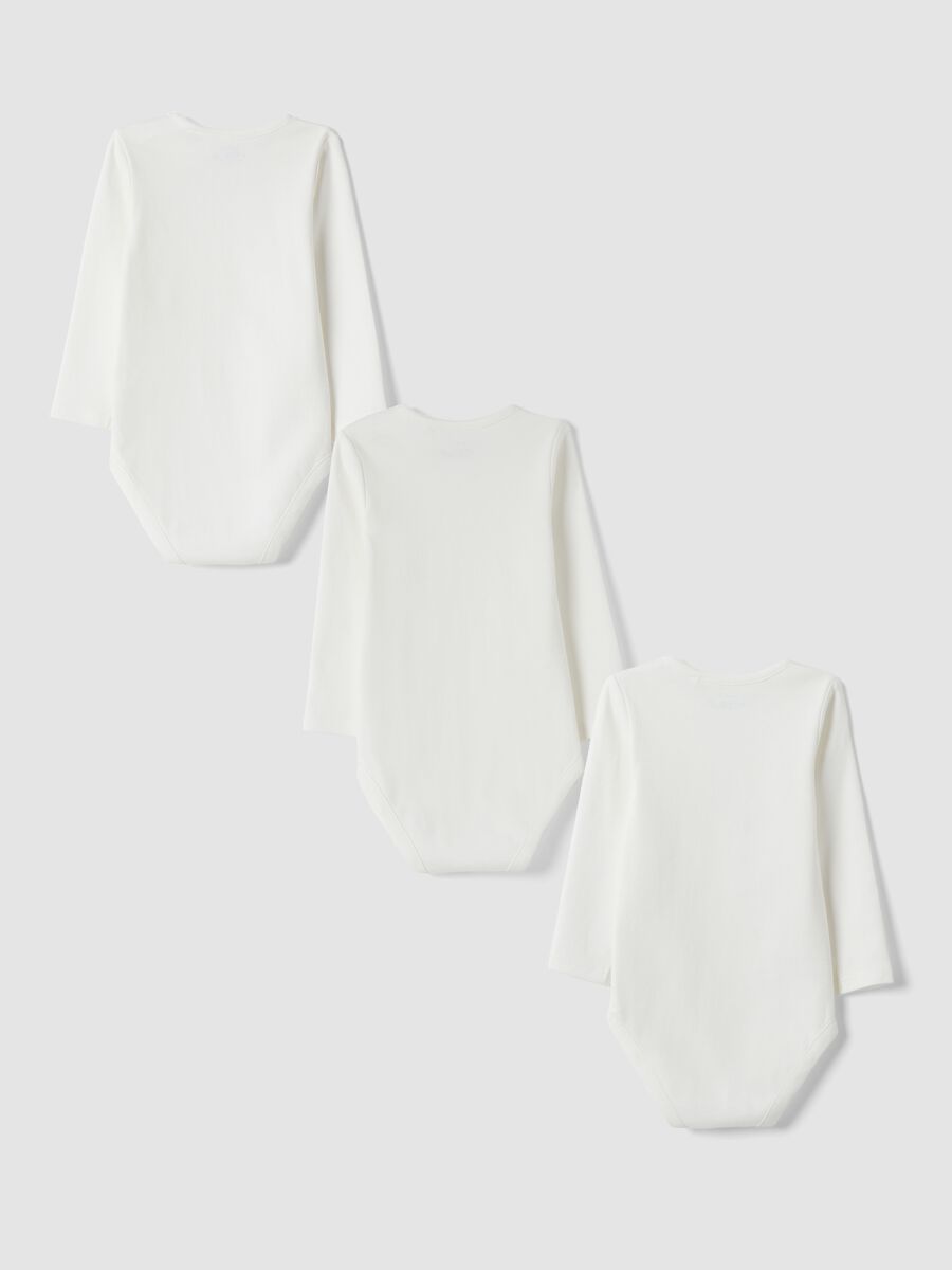 Tripack di body bianchi in puro cotone organico a girocollo_1