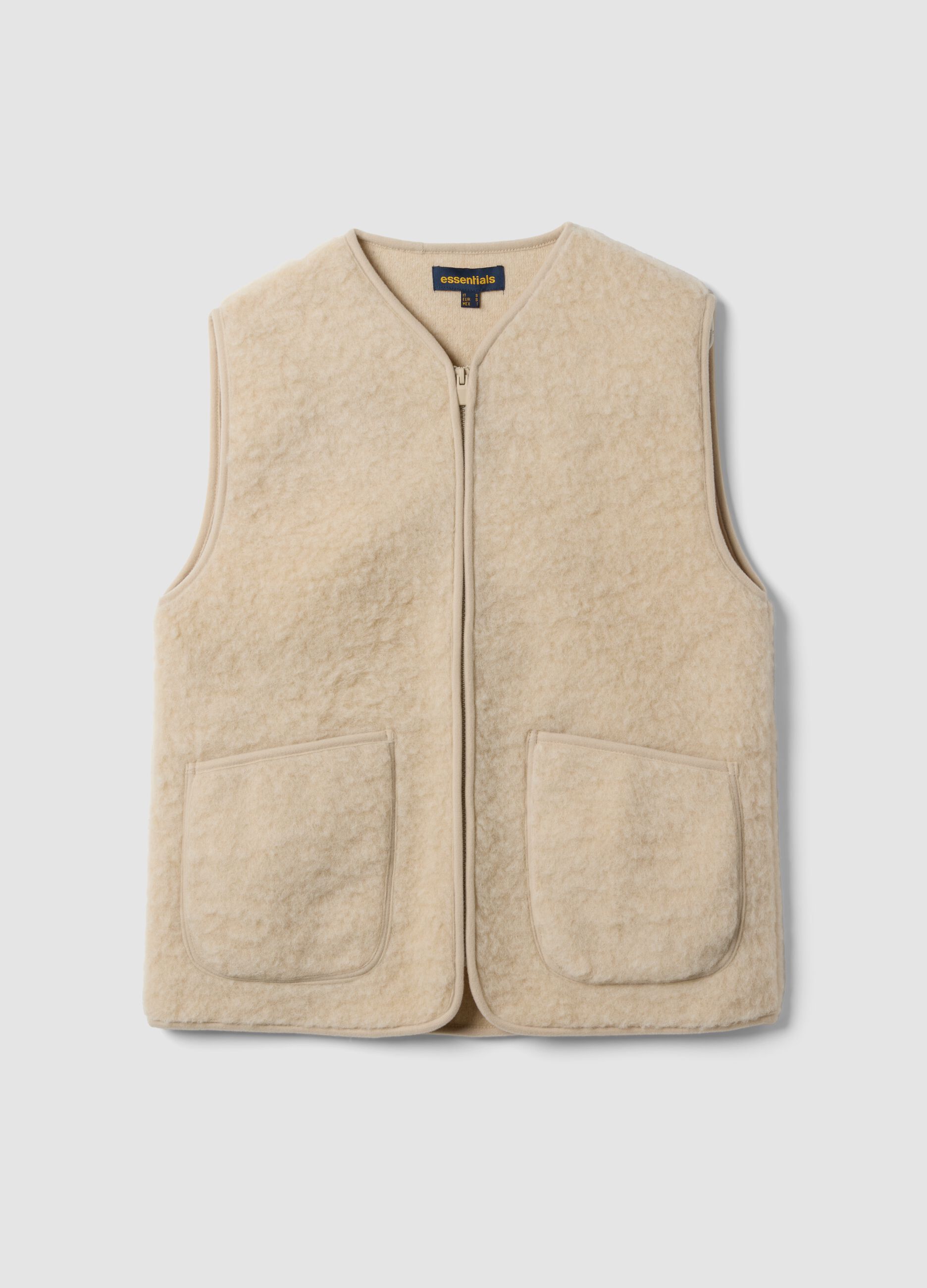 White oversized wool-blend sherpa gilet