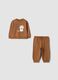 Completo jogging marrone in puro cotone over fit con animaletto_0