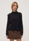 Black long-sleeve top with raised neckline, regular fit_2