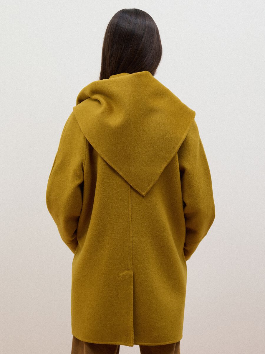 Yellow wool-blend coat with button fastening_3