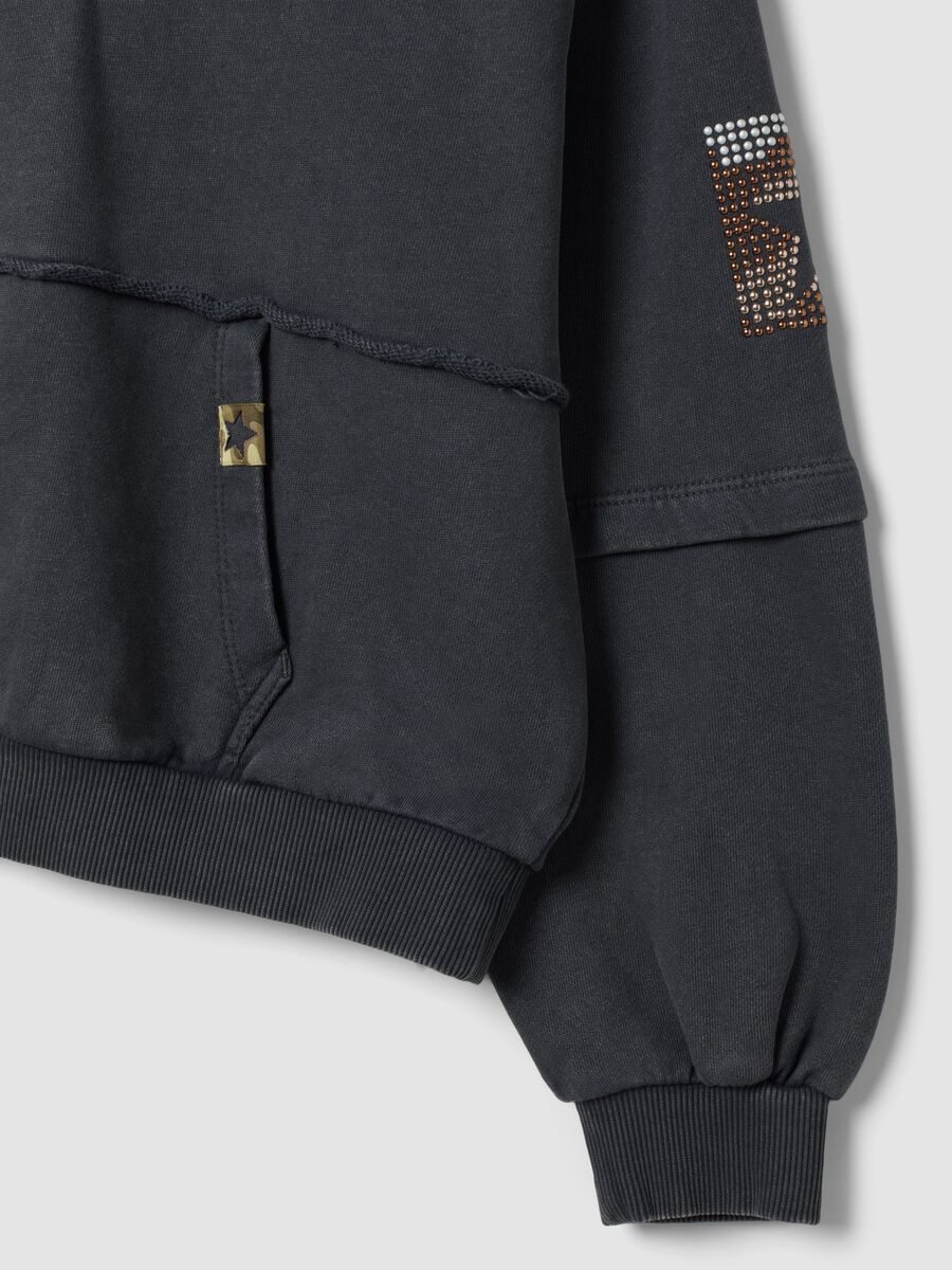 Dark grey pure cotton hoodie with oversized fit and teddy bear print_2