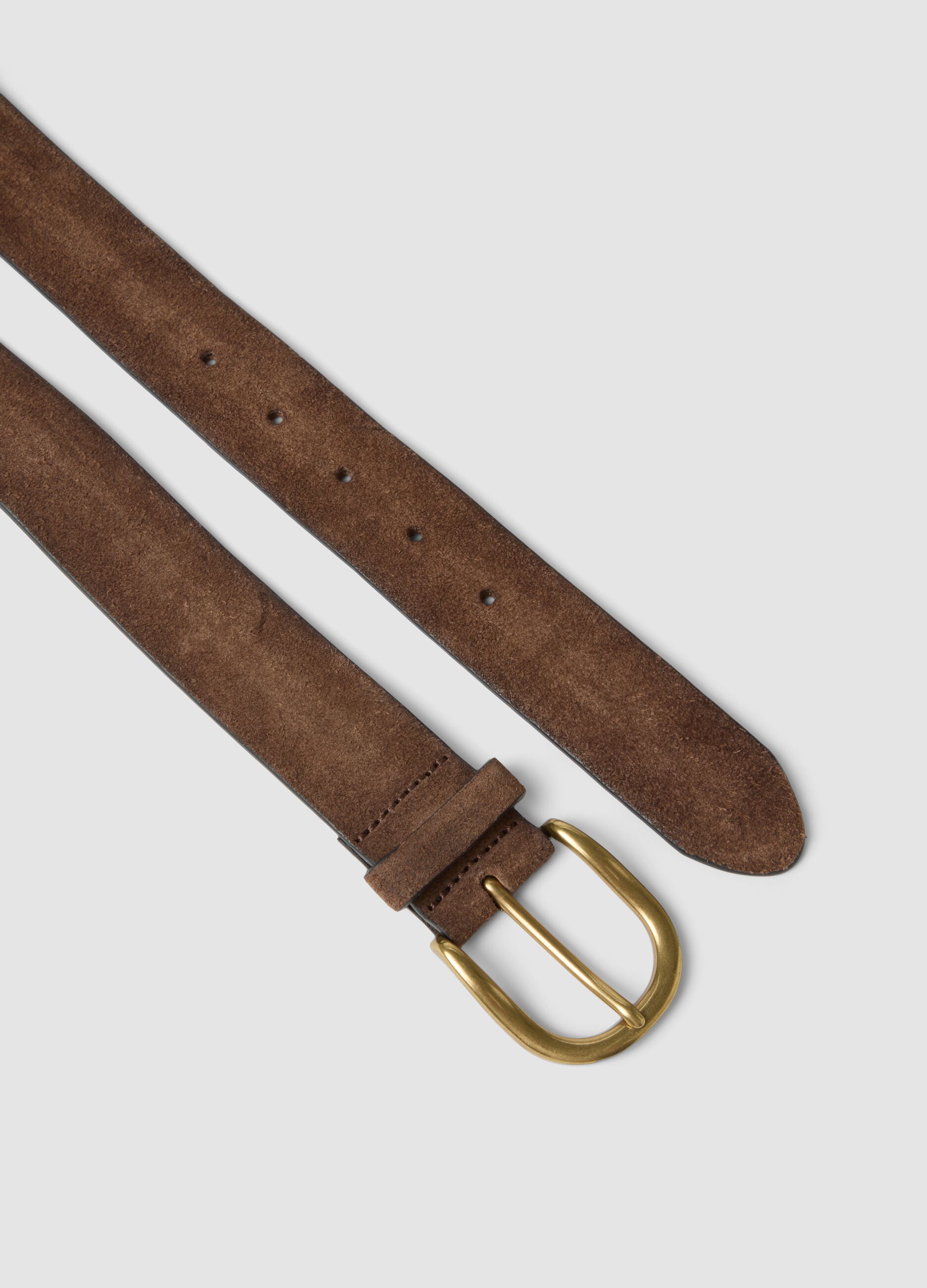 Men&rsquo;s brown genuine leather belt with metal buckle