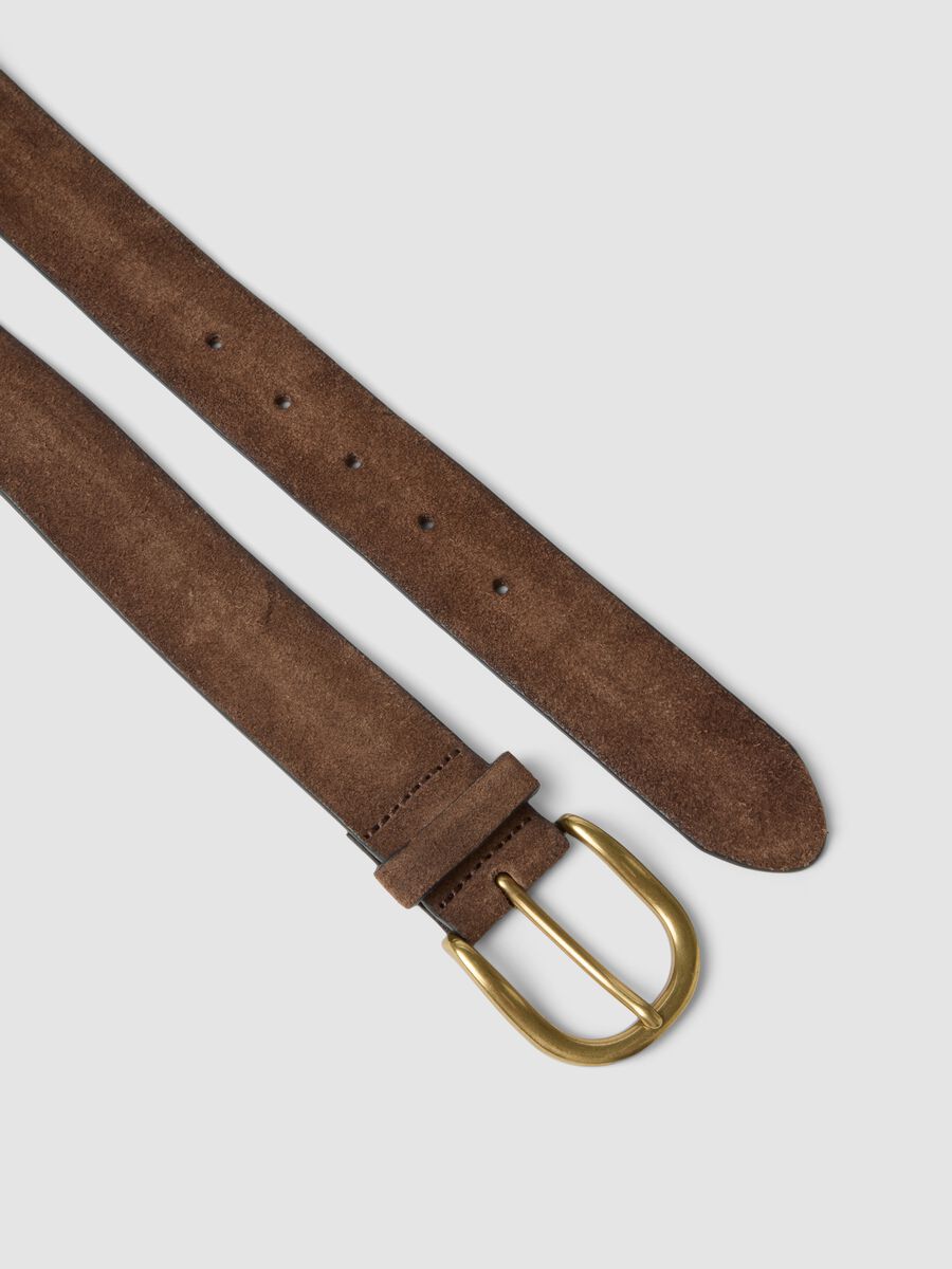 Men&rsquo;s brown genuine leather belt with metal buckle_1