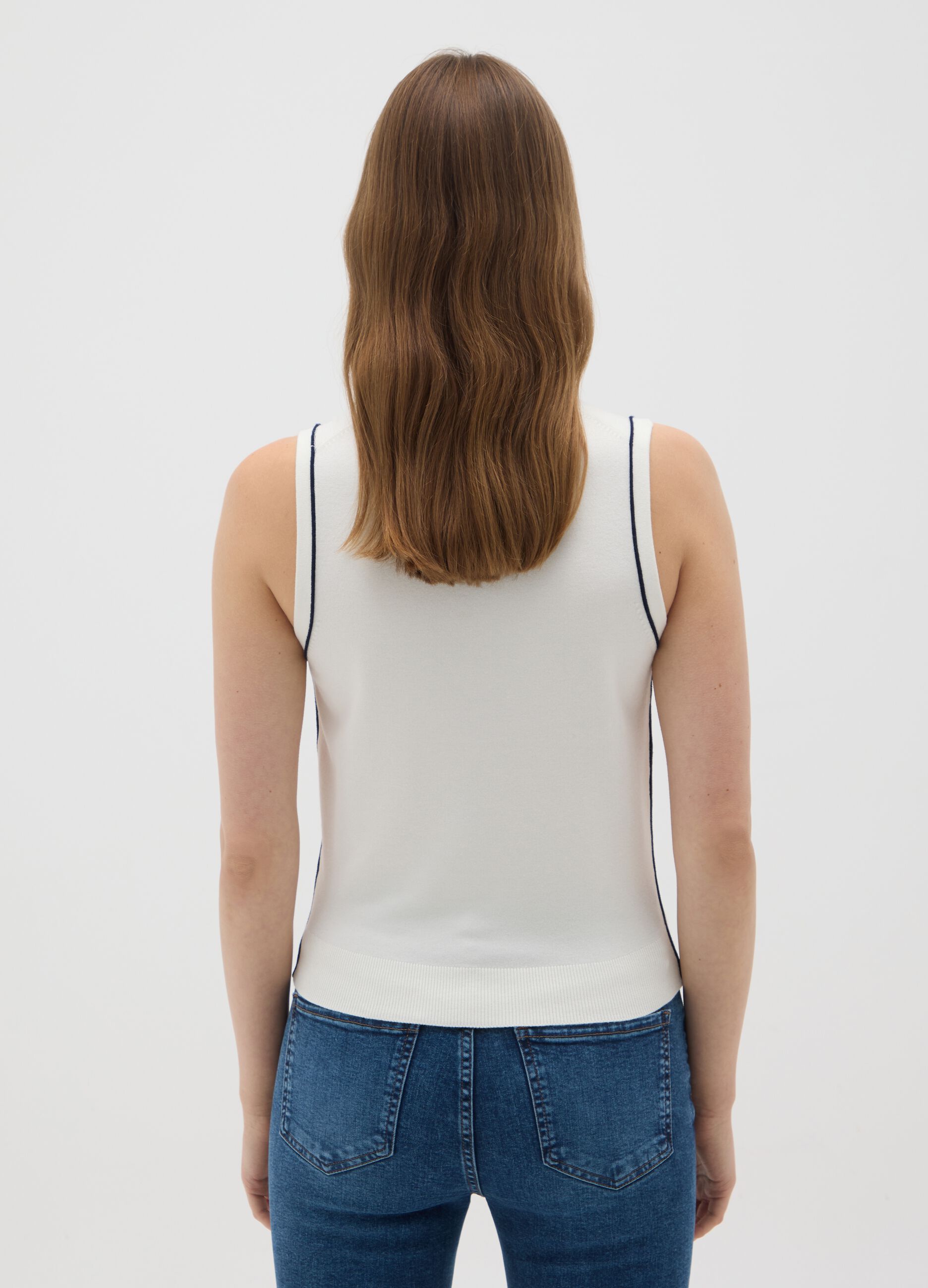 Women's white stretch-blend sleeveless top
