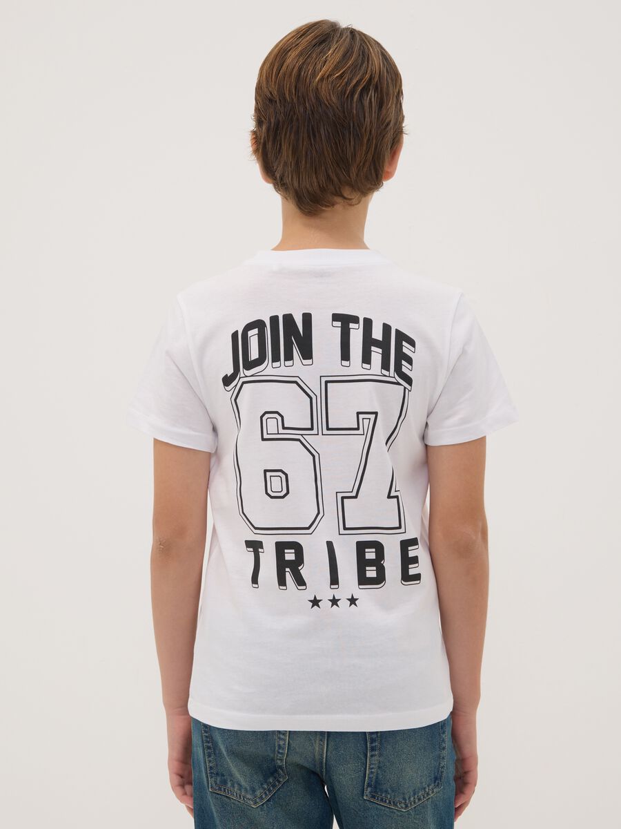 White pure cotton T-shirt with Six Seven prints, regular fit_1