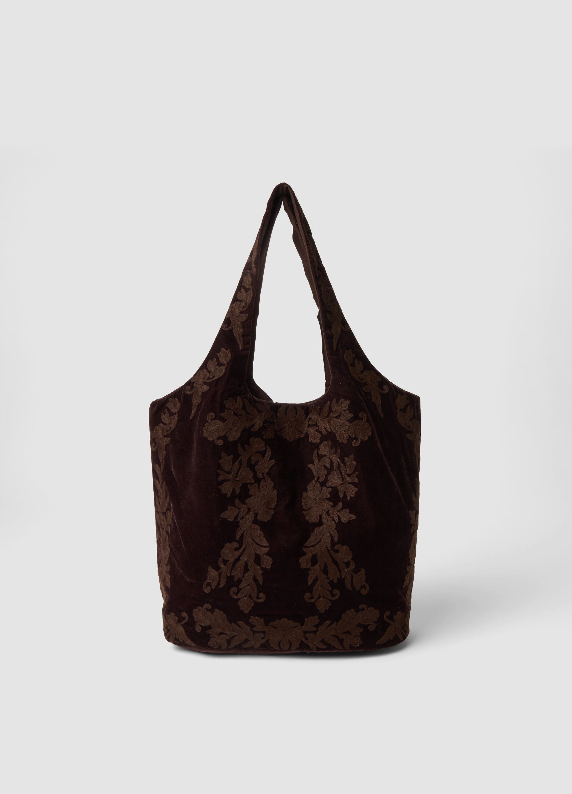 Brown bag with floral pattern