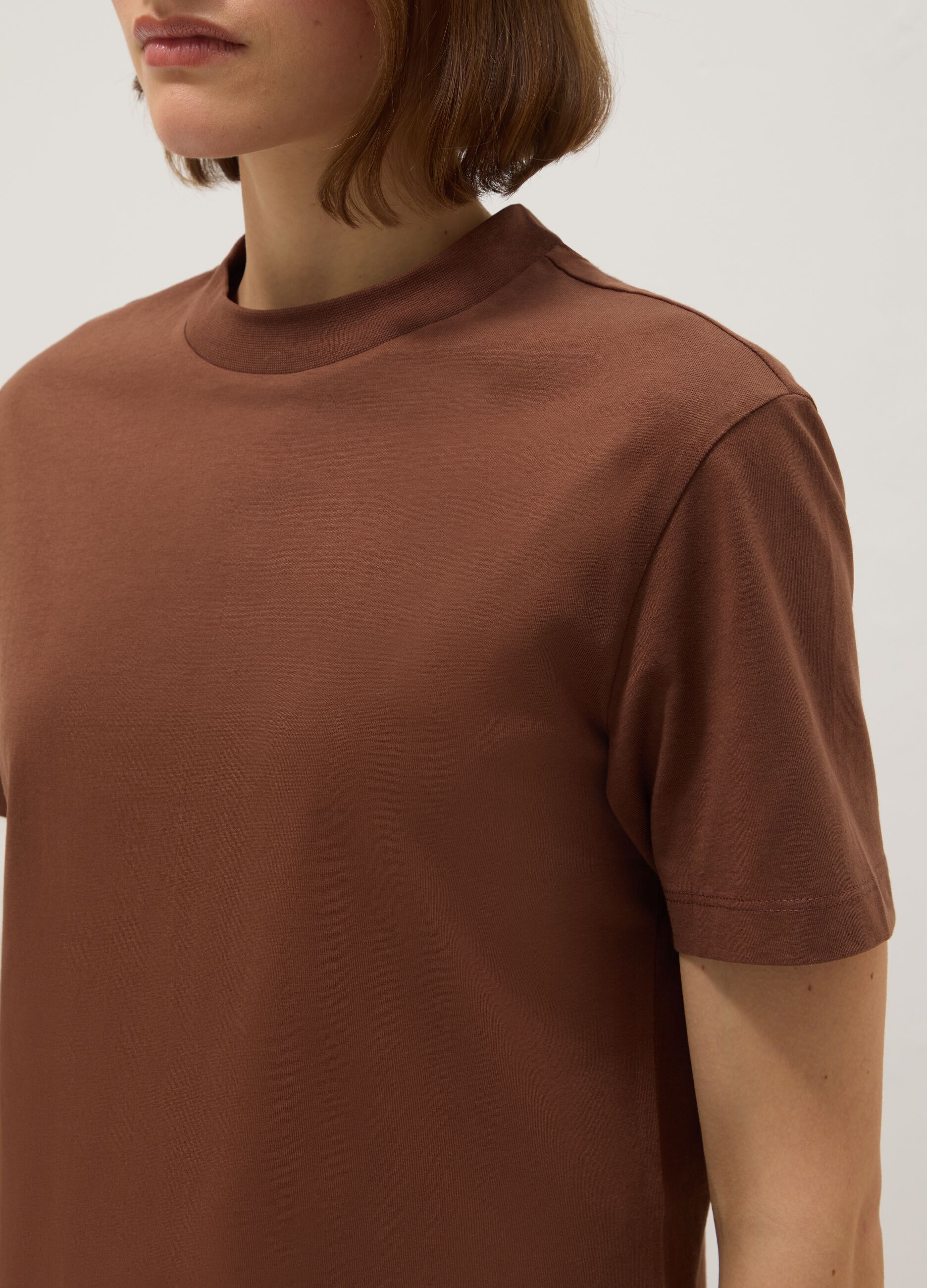 Brown pure cotton t-shirt regular fit