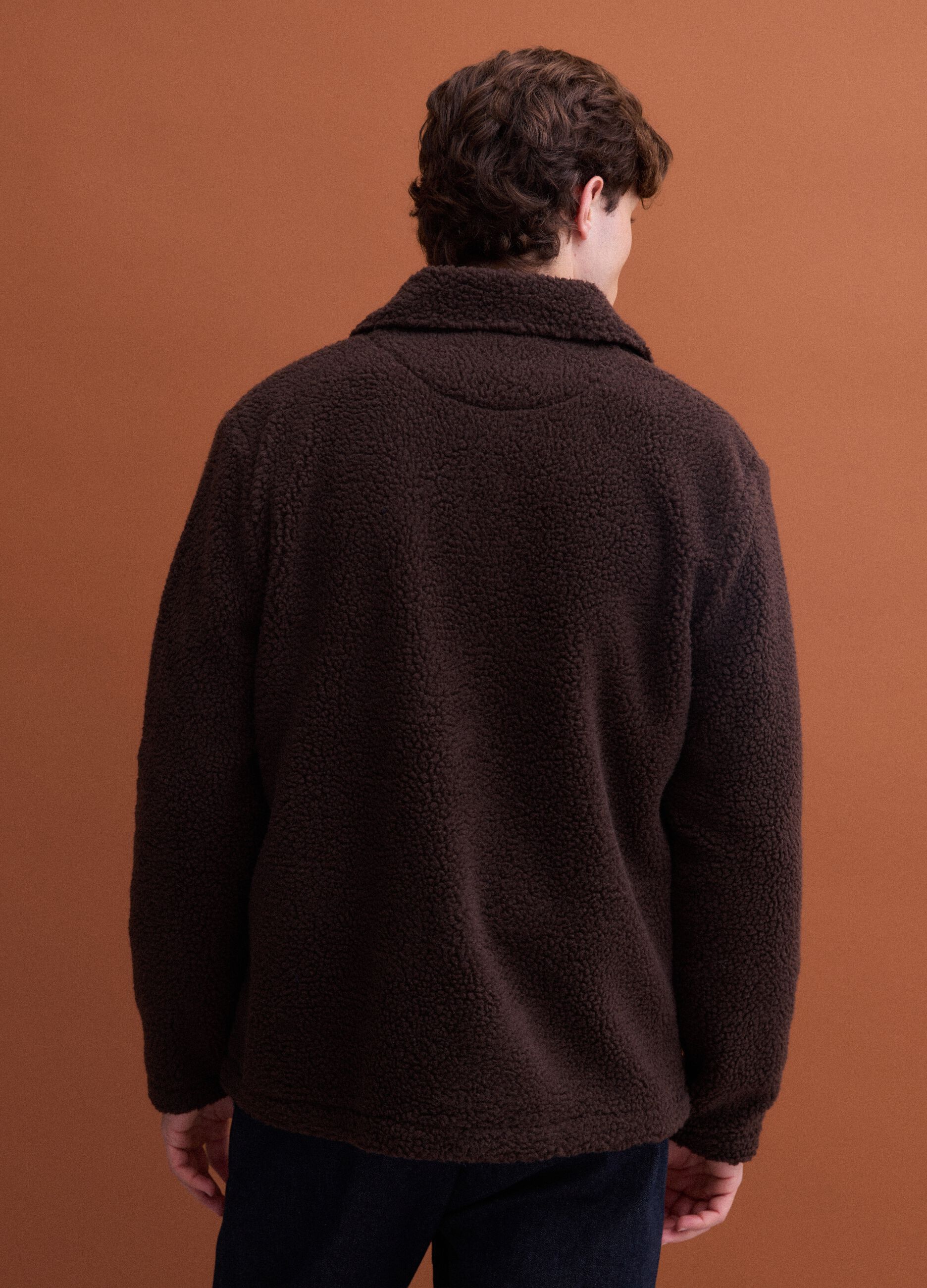 Brown regular-fit sweatshirt with collar