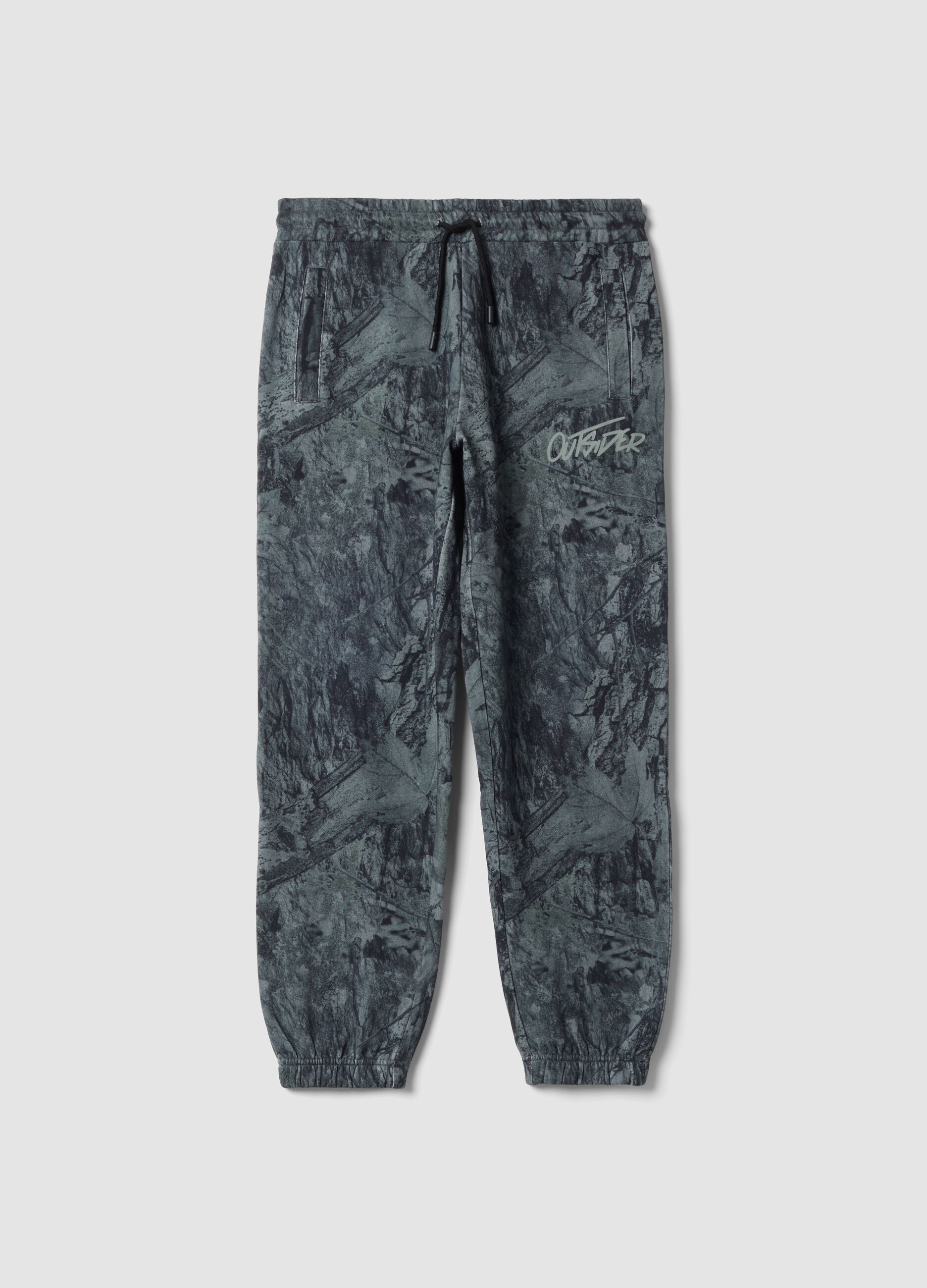 Grey cotton-blend jogger trousers with comfort fit