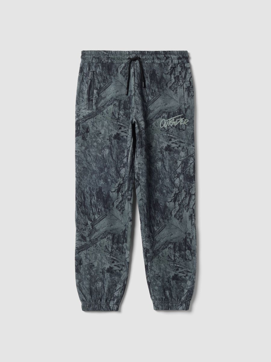 Grey cotton-blend jogger trousers with comfort fit_0