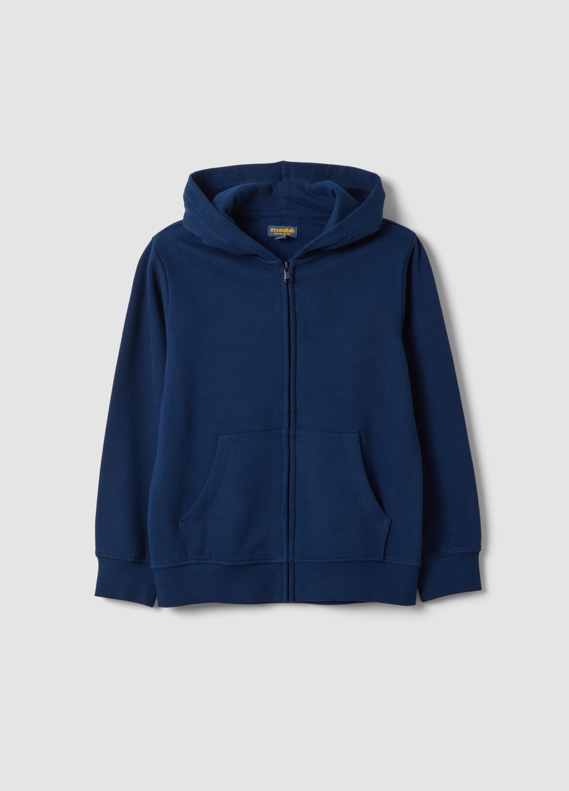 Felpa blu navy in puro cotone organico con girocollo