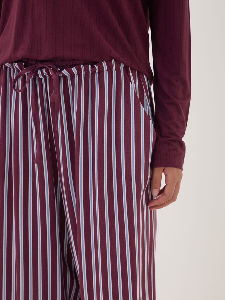 Purple pure viscose striped pyjama trousers_2