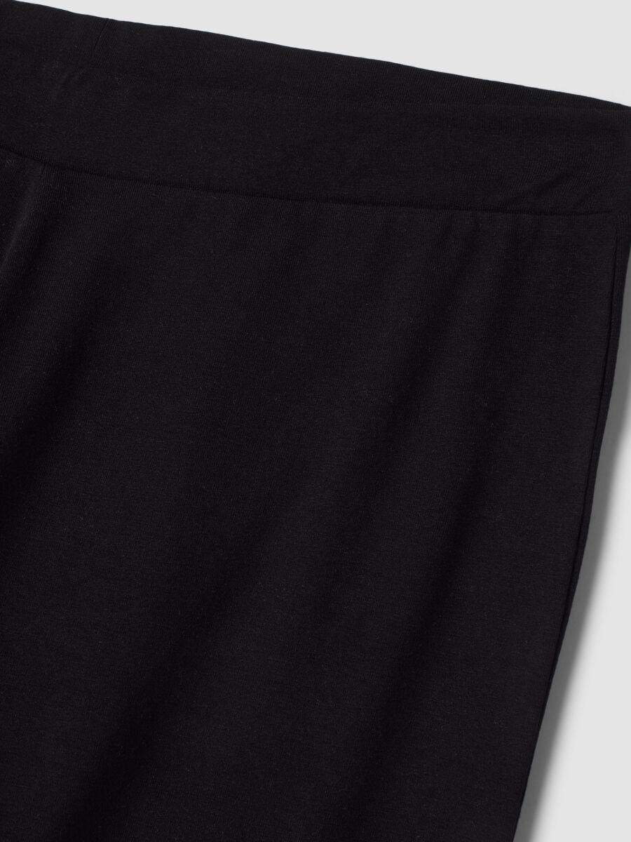 Black flared stretch cotton leggings_1