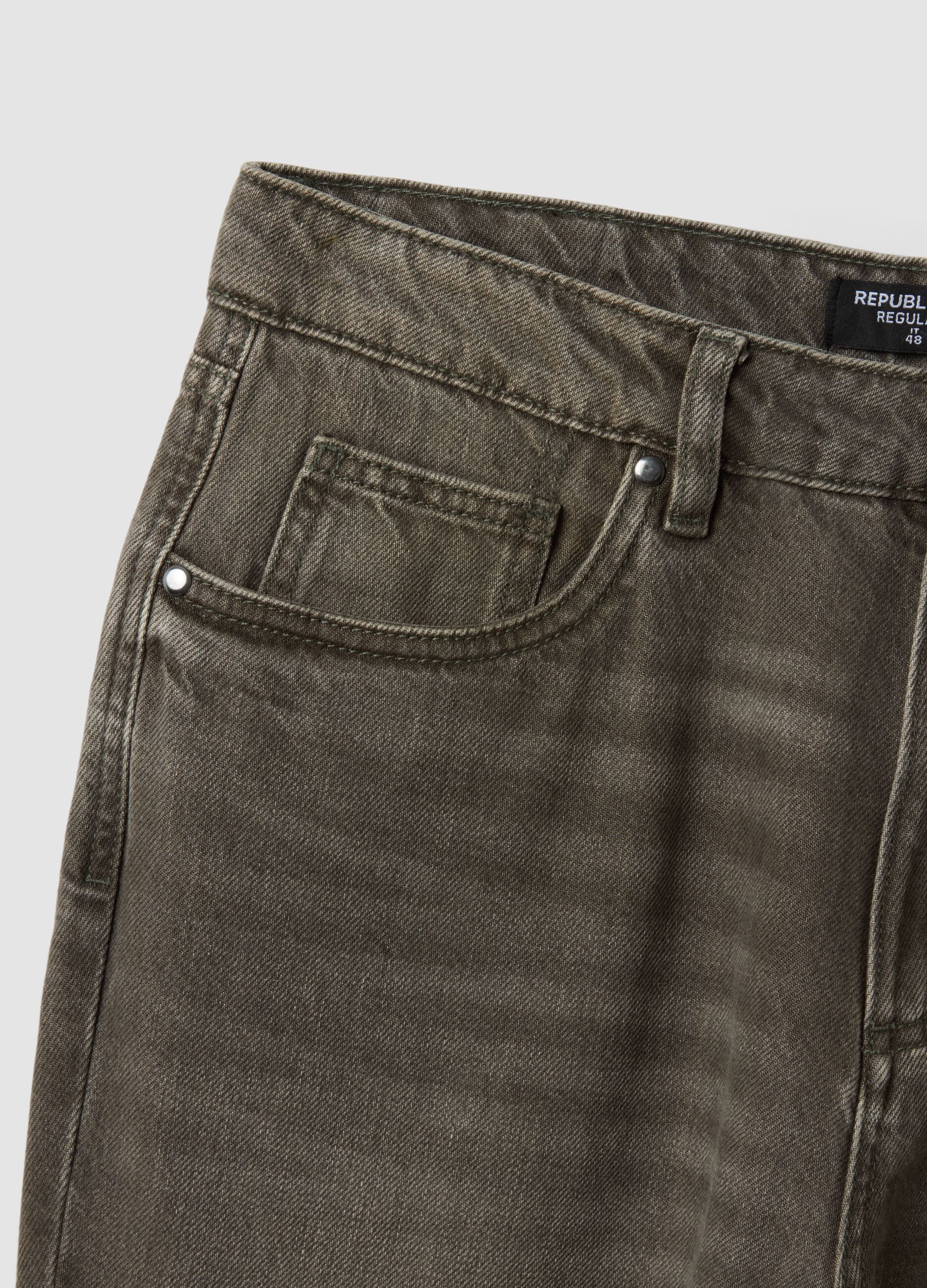 Jeans marroni in misto cotone e lyocell regular tapered