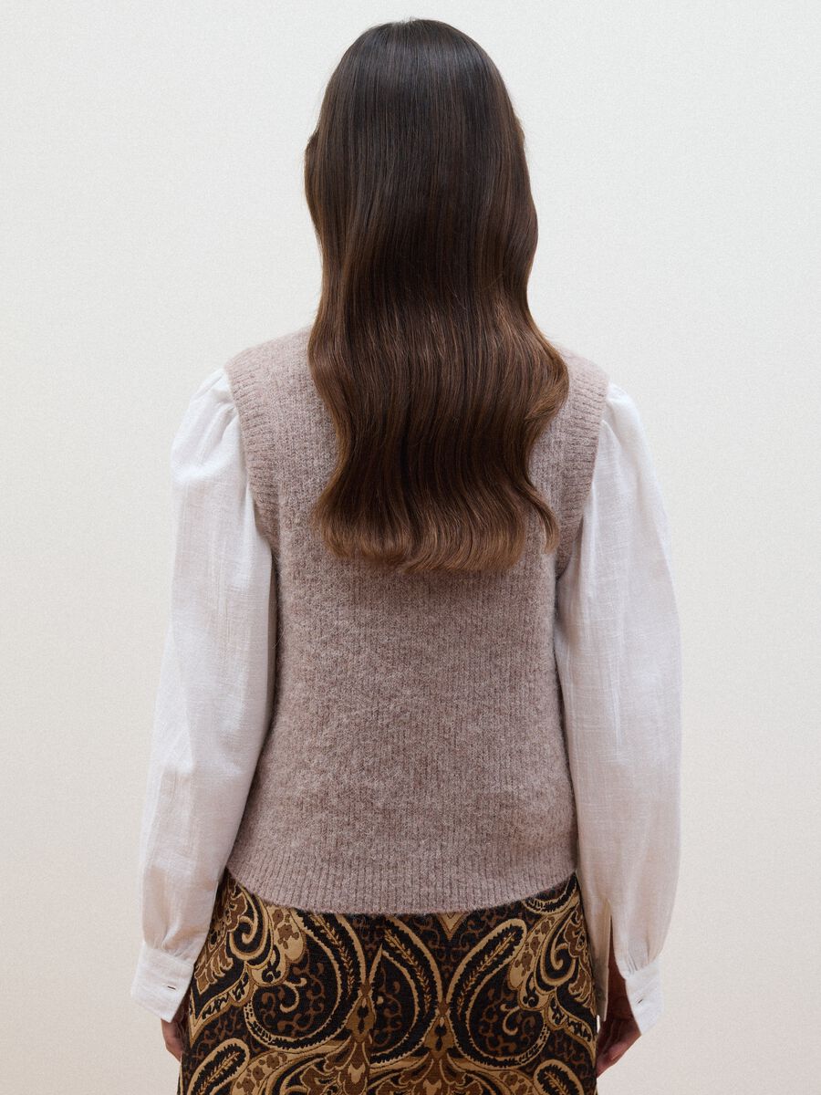 Pink alpaca and stretch wool crew-neck gilet_3