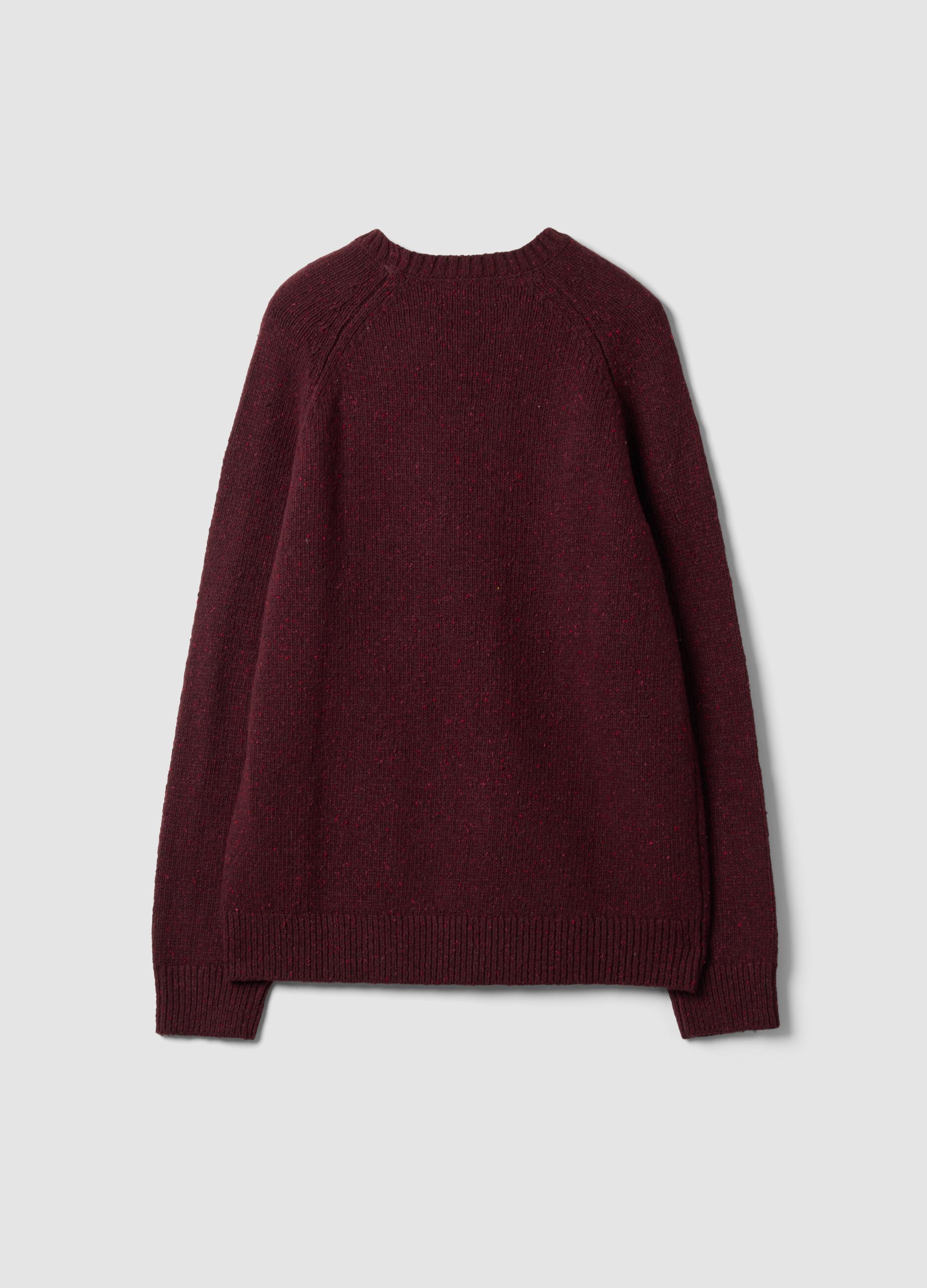 Maglione rosso girocollo in misto cotone e lana