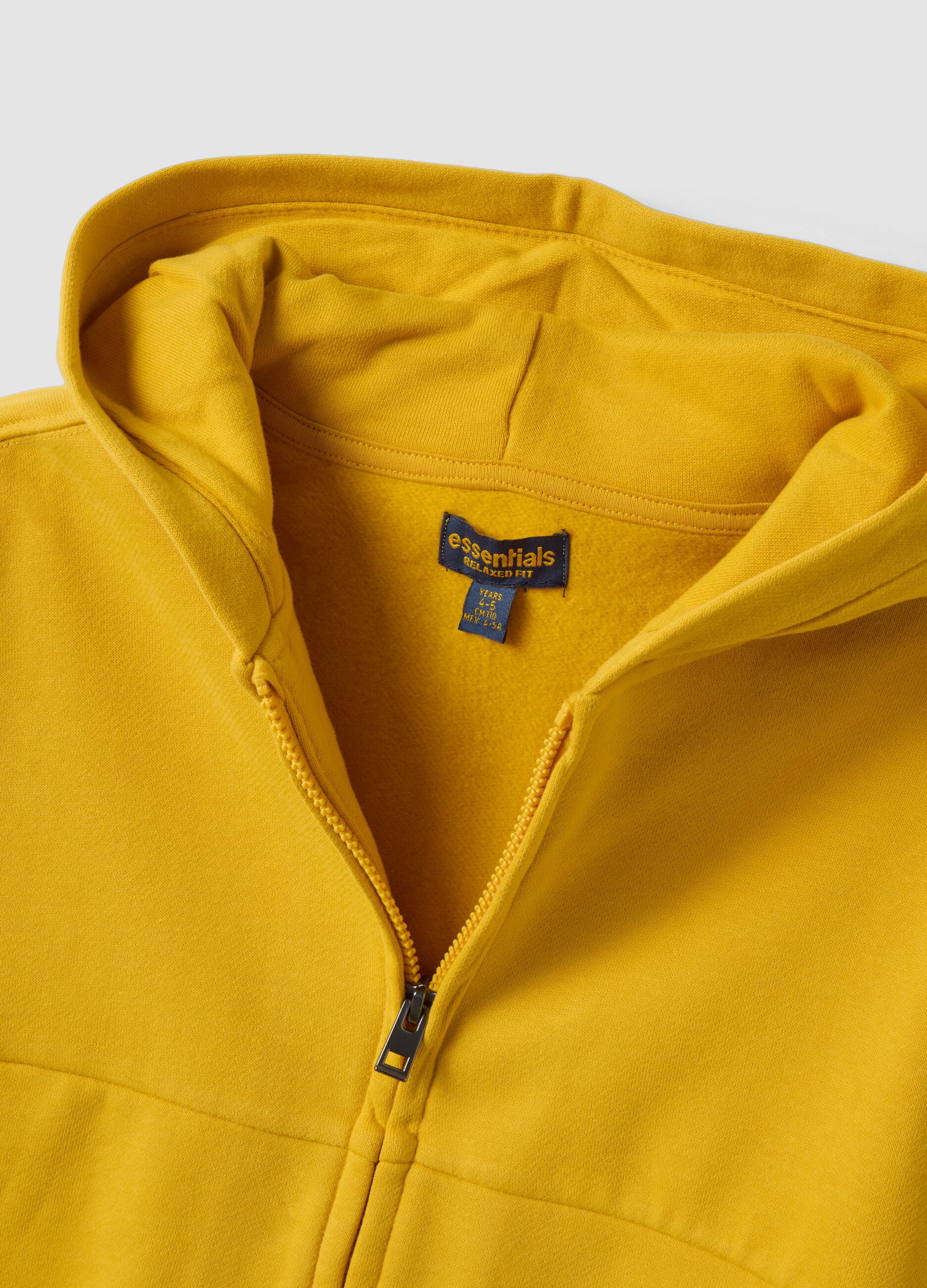 Yellow relaxed-fit hoodie in 100% organic cotton
