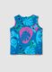 Blue organic cotton tank top with tropical print_1