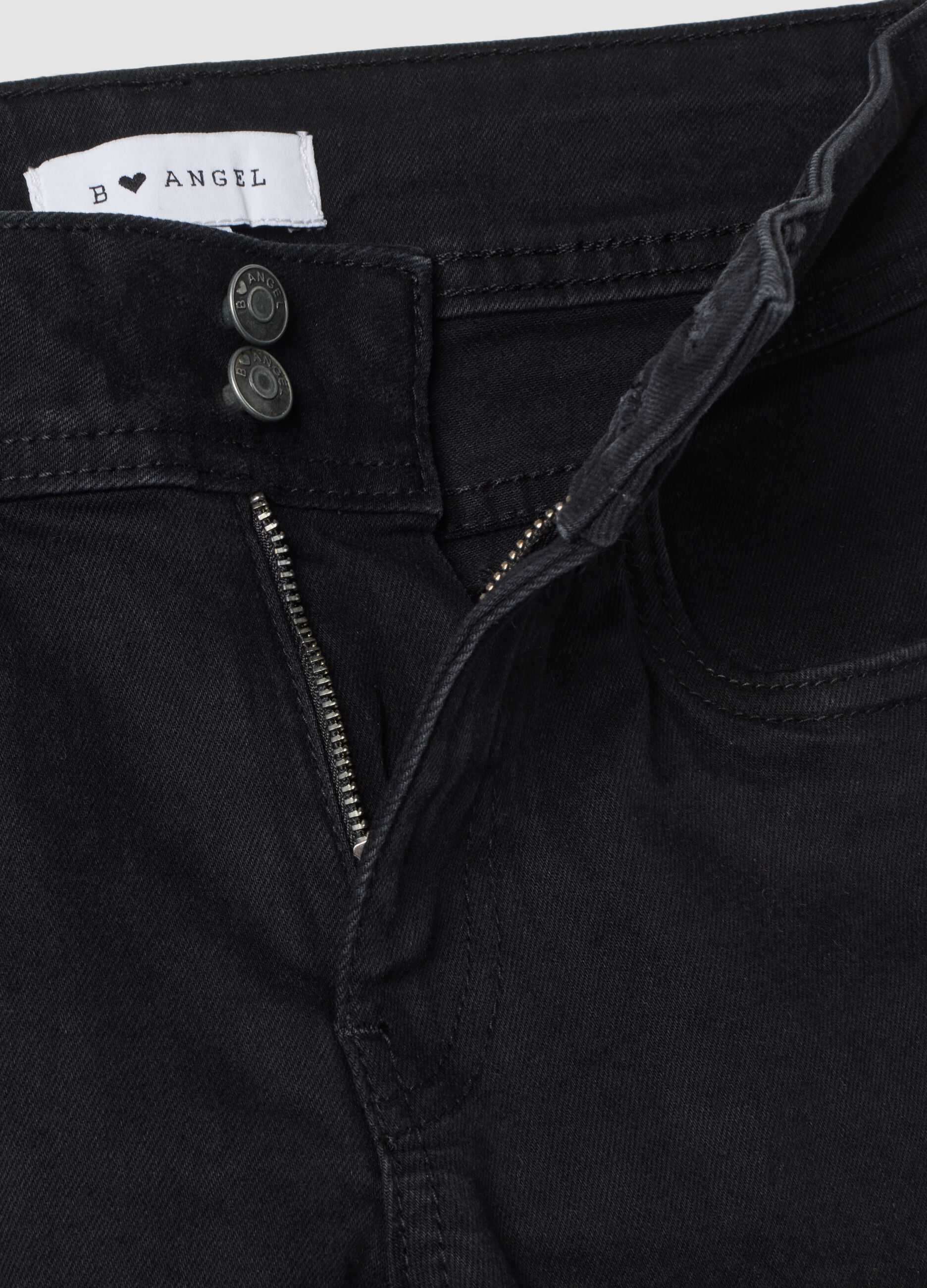 Jeans neri flare in cotone elasticizzato
