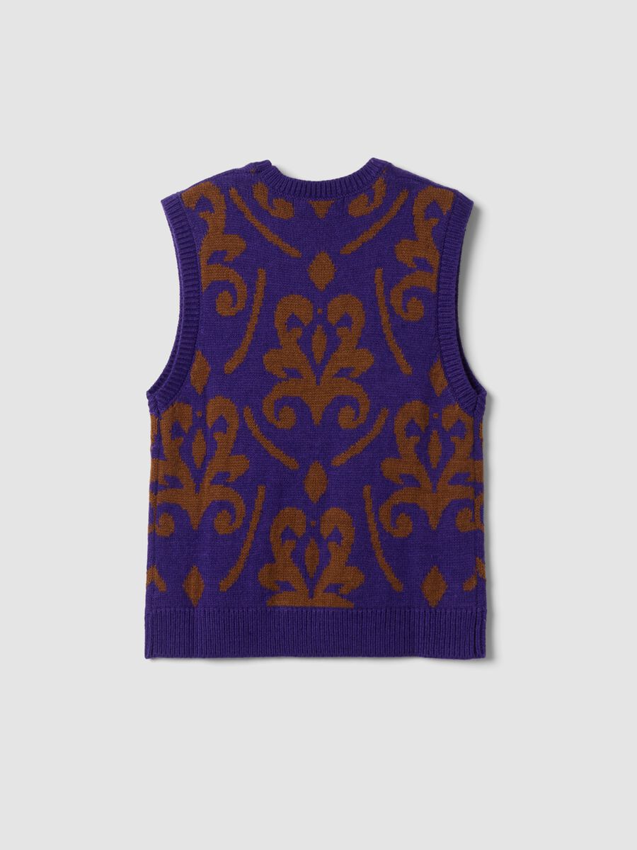 Purple and brown crew-neck wool-blend gilet_2