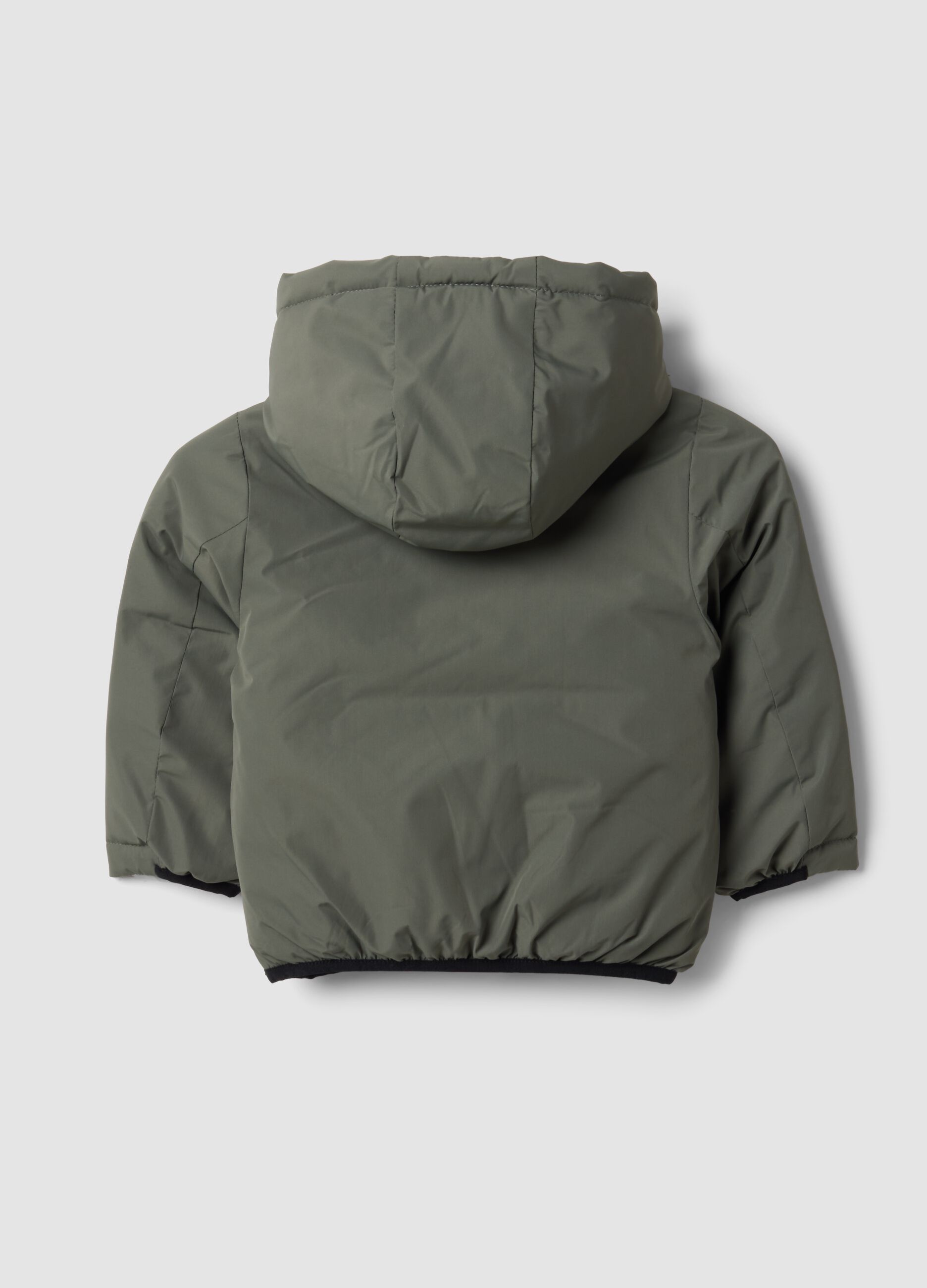 Grey reversible ultralight hooded zip jacket for boys