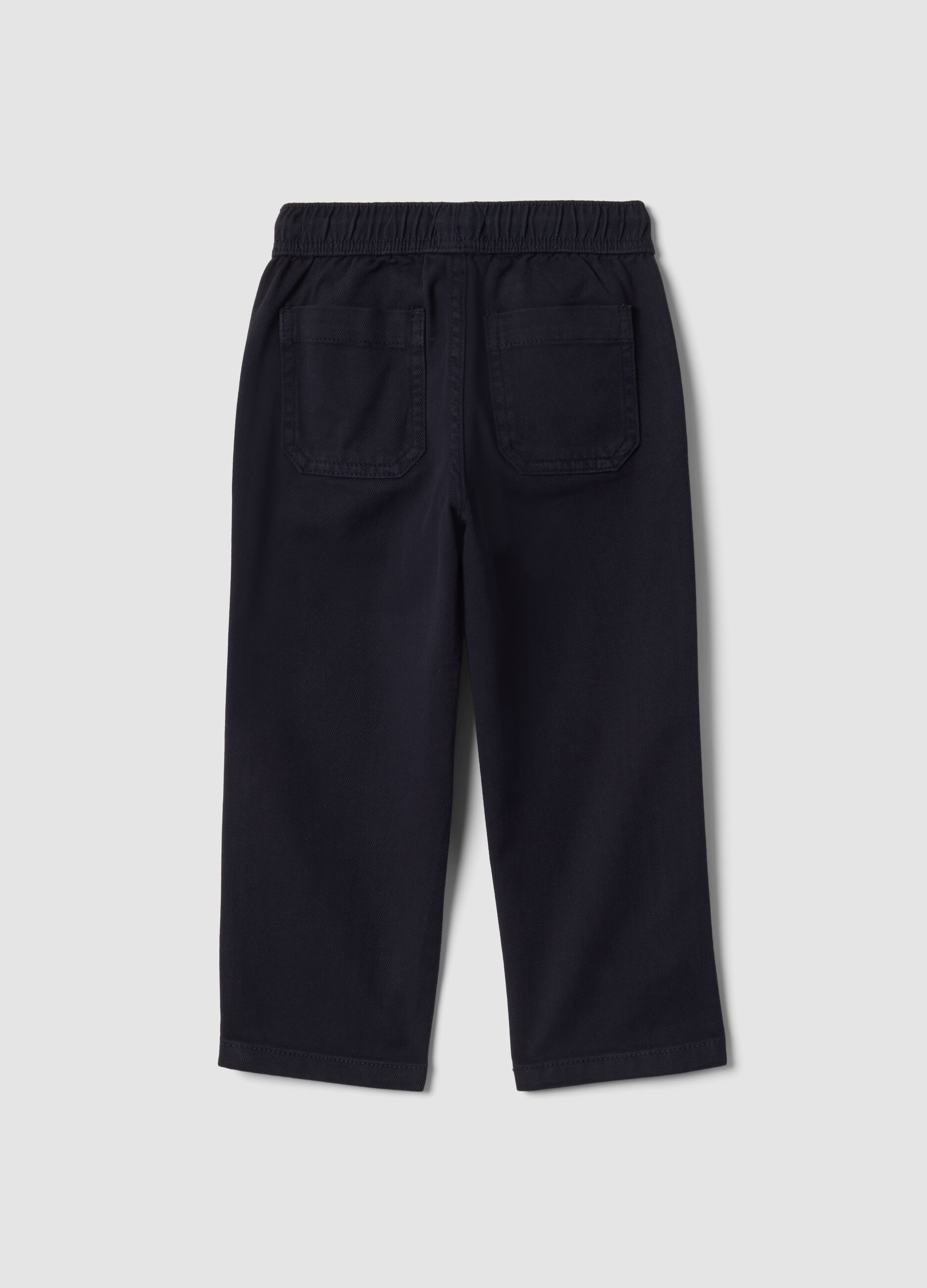 Pantaloni blu in twill di cotone elasticizzato regular fit