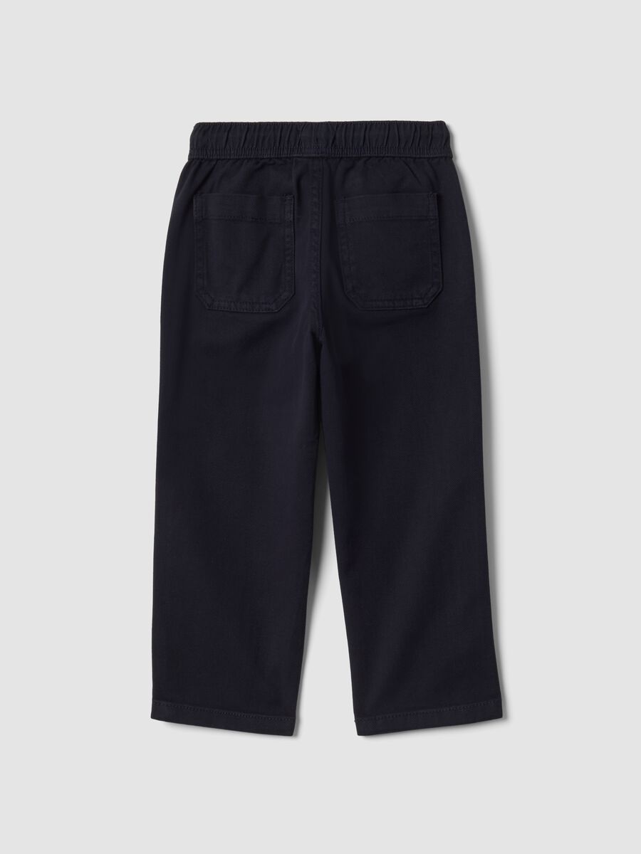 Blue regular-fit stretch cotton twill trousers_1