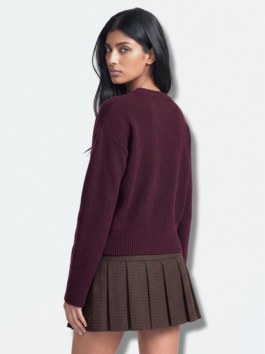 Purple stretch wool crew-neck jumper, oversized fit_2