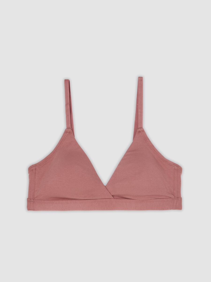 Pink triangle bra in organic cotton and stretch viscose_0