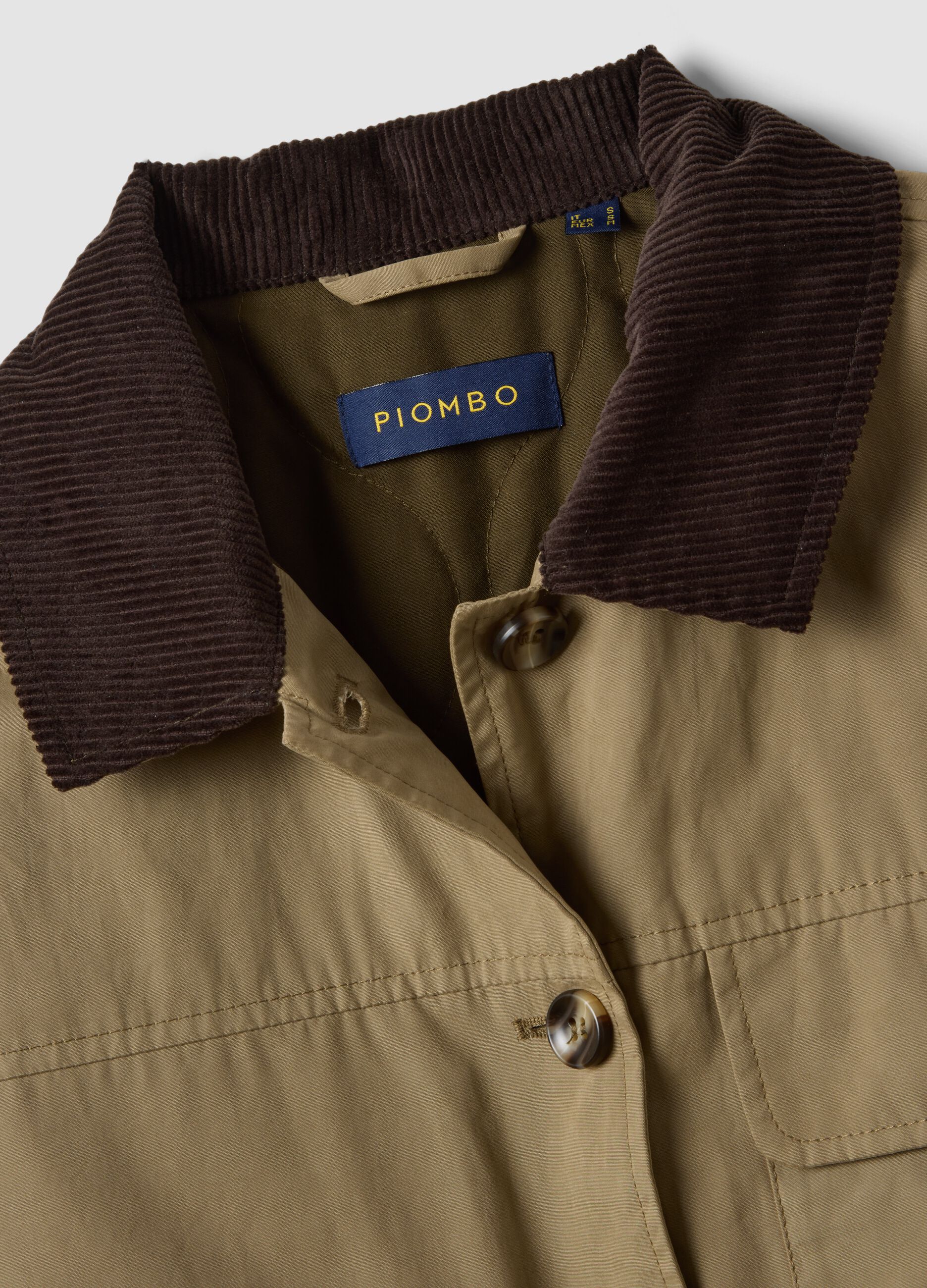 Beige regular-fit shacket with contrast collar