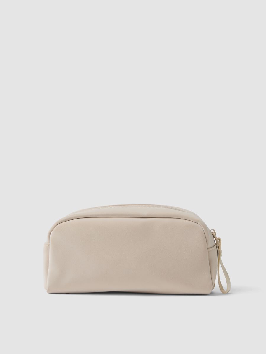 Beige zipped beauty pouch with wrist strap_2