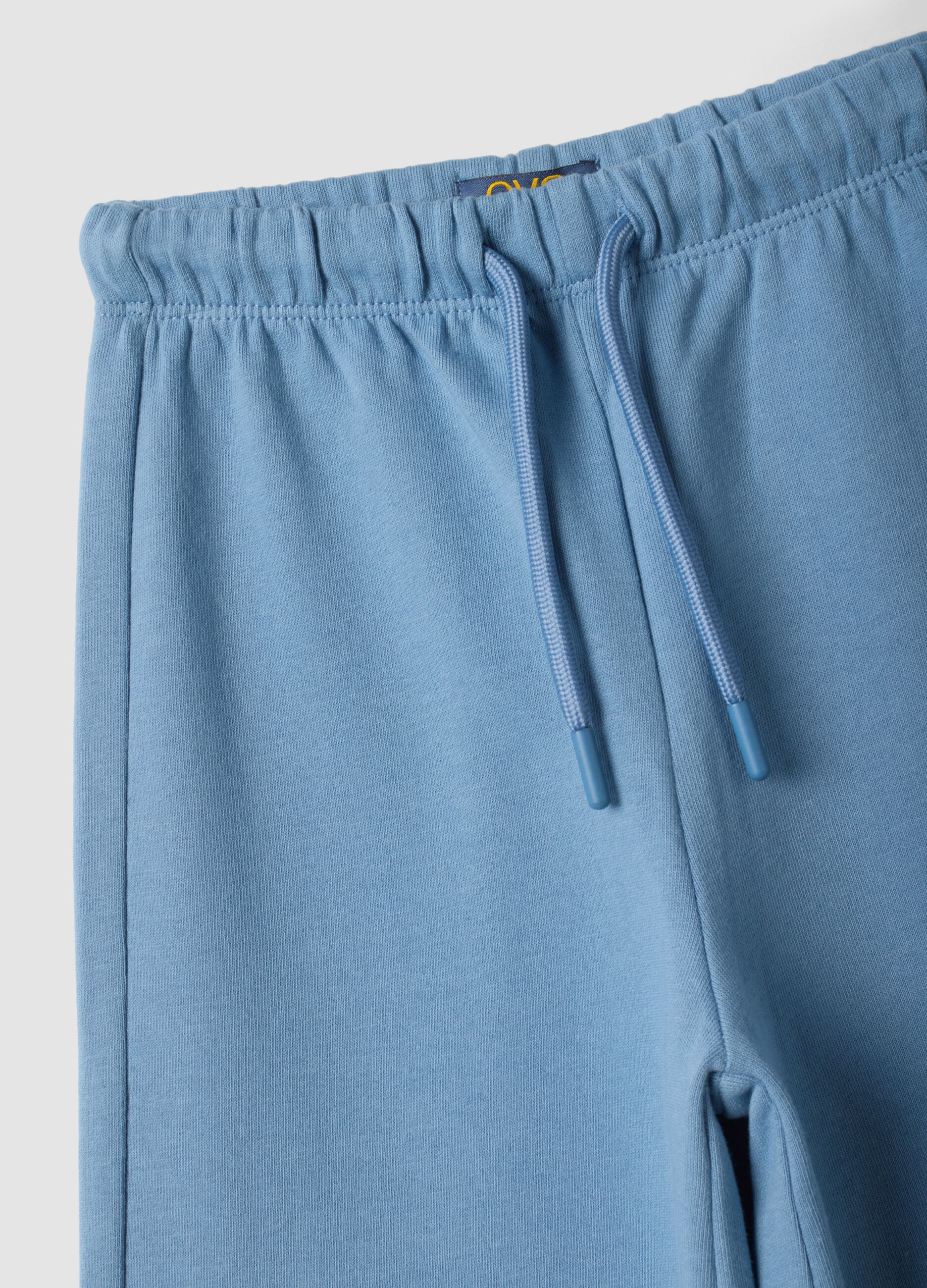 Pantaloni azzurri in puro cotone con vita elasticizzata regular fit