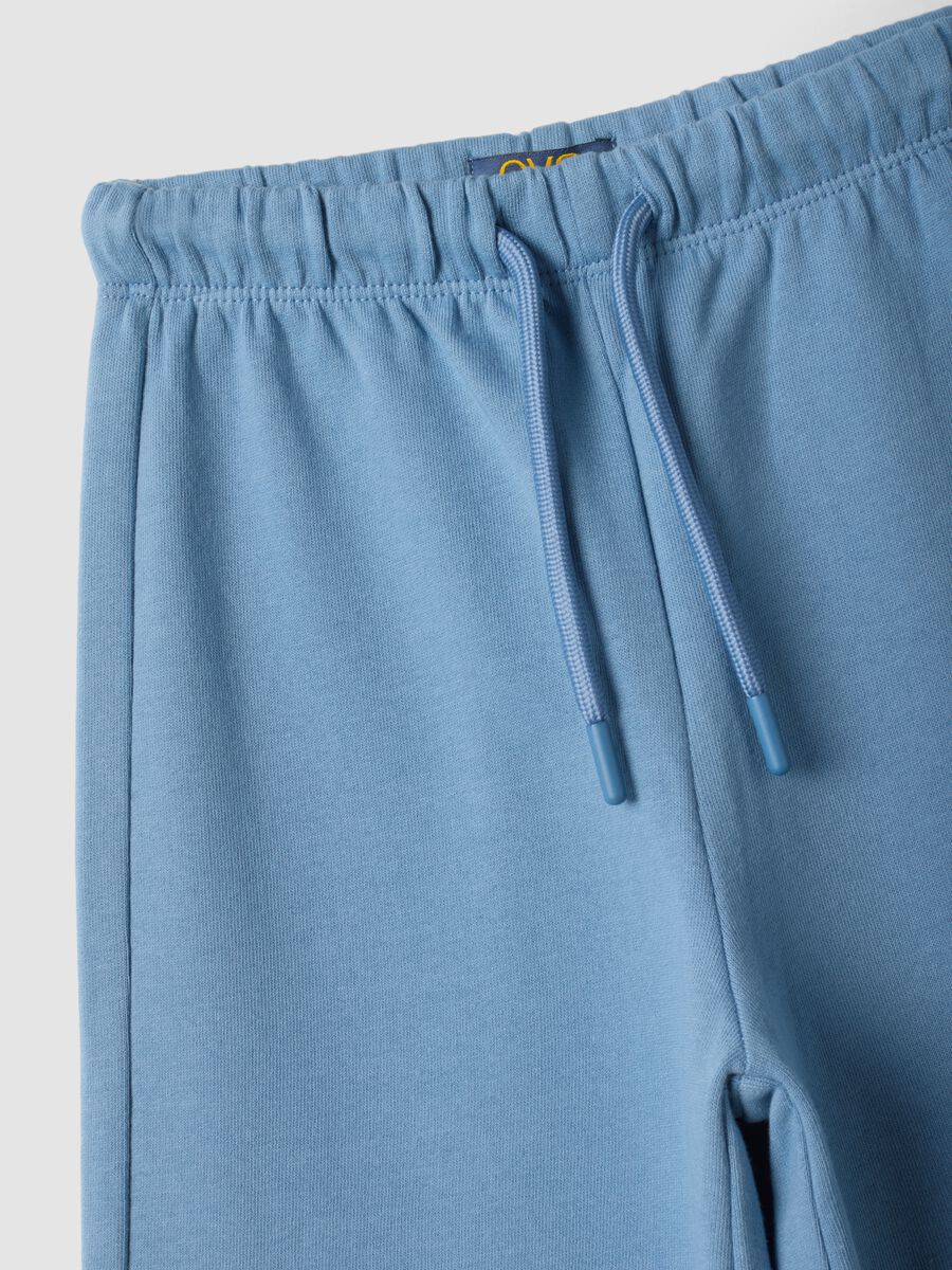Light blue pure cotton trousers with elasticated waist, regular fit_2